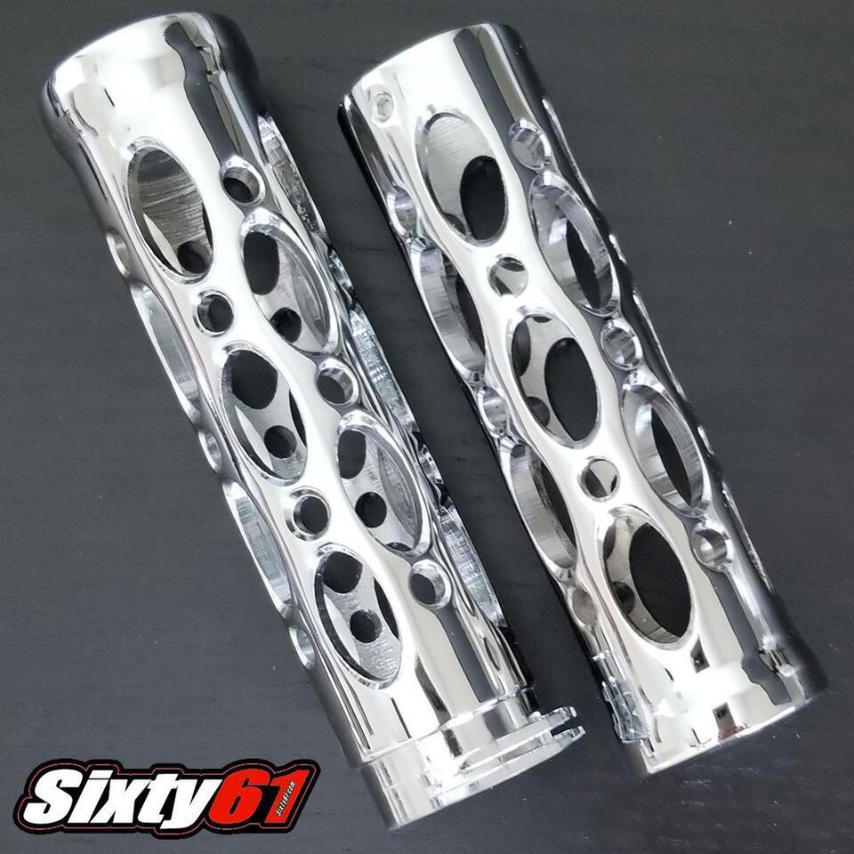 VTX 1800 Hand Grips 2002-2009 Chrome Billet Aluminum 1 Inch with Cut Outs - $39.59