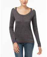 NEW MICHAEL KORS REGAL CUTOUT SWEATER BLOUSE SHIRT DERBY DARK GRAY WOMEN... - $45.89