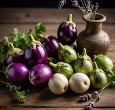 AW Round Eggplant Mix 3 Colors Seeds Cà Pháo Trộn Berenjena 90% Germinat... - $8.89