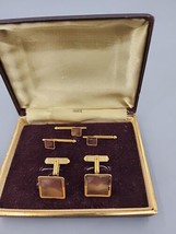 B&amp;W Plate Swank Cufflinks Studs Tac Original Box Vintage 5 Pc Set - $49.49