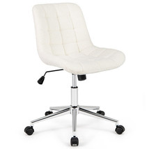 Teddy Fleece Armless Office Chair Makeup Vanity Chair-White - Color: White - $152.49