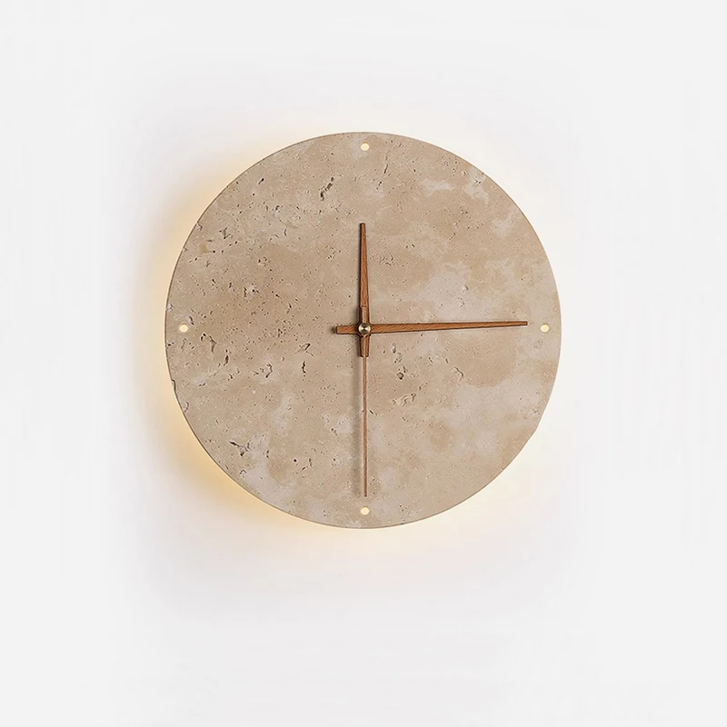 Creative Wabi Sabi Yellow Marble Clock Wall Light Living Room Nordic Res... - $86.38+