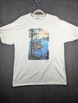 Vintage Hanes Darrell Bush Camping Canoe Rustic T-Shirt Large NOS - $14.01