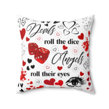 Devil rolls the dice angel roll their eyes heart throw square pillow gift home thumb200