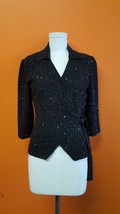 Jk Ara Vintage Blouse Evening Black Shirt Beaded Size Medium Wrap Blouse - £24.82 GBP