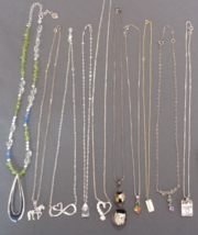 Sterling Silver Pendant Necklaces 10 Pc Lot Vintage Signed Semi Precious... - £47.95 GBP