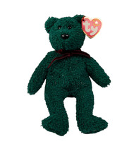 Retired Ty Beanie Baby 2001 Holiday Teddy Green Bear Rare Tag Error - £7.45 GBP