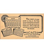 1930 Acacia Mutual Life Association Insurance Advertising Ink Blotter Ca... - $14.80