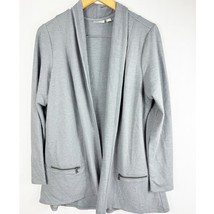 Logo Lounge Womens Zipper Pocket Gray Open Cardigan Medium - £20.23 GBP