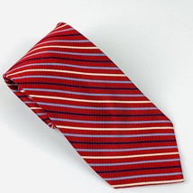 ENRO Platinum Mens Tie Necktie Silk Red Blue White Stripes Classic  - £14.23 GBP