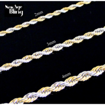 StainlessSteel Rope Chain Two Tone Plated 16&quot;-30&quot; Men Women Twist Necklace 2-4mm - £6.02 GBP+