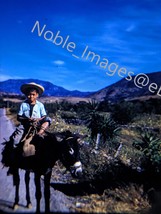 1955 Blurry Boy Riding Burro near Taxco Mexico Red Kodachrome 35mm Slide - £4.35 GBP