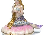 Mermaid on Shell Bejeweled Crystal Trinket Box Deep Sea Ocean Gift Boxed