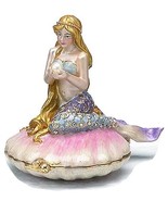 Mermaid on Shell Bejeweled Crystal Trinket Box Deep Sea Ocean Gift Boxed - £41.27 GBP