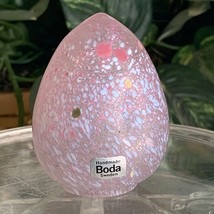 Kosta Boda Art Glass Pink Egg Sweden Monica Backstrom Hand Blown Speckled VTG - £25.14 GBP