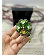 Handmade brooch Four Leaf Clover, talisman for luck - $70.00