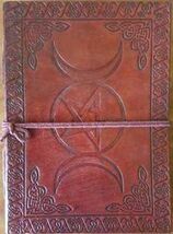 Leather Triple Moon Goddess &amp; Pentagram Embossed Book of Shadows! - $15.79