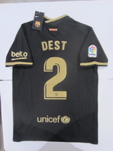 Sergino Dest Barcelona La Liga Stadium Black Gold Away Soccer Jersey 2020-2021 - £71.94 GBP