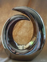 New Ceramic Double Crescent Old Gold / Copper Glaze 15&quot; Tall - £38.76 GBP