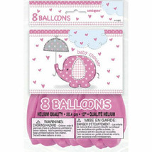 Umbrella Elephant Pink Girl Baby Shower Party Supplies 8 pk 12&quot; Balloons... - £3.11 GBP