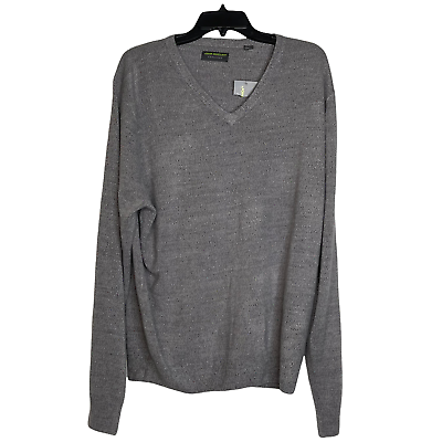 Primary image for John Bartlett Consensus Sweater Size XL V-Neck Pullover Gray Acrylic Mens