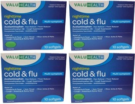 Lot Of 4 Cold Flu Relief Multi-Symptom NiteTime Liquid Capsules 10 Softgels - £12.62 GBP