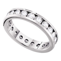 14k White Gold Round Channel-set Diamond Eternity Wedding Anniversary Band - £1,037.26 GBP