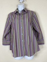 Westbound Womens Size 8 Colorful Striped Button Up Shirt Wrinkle Free - £8.01 GBP