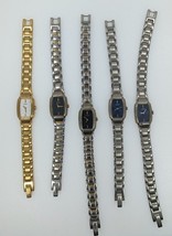 Lot of  5 Seiko Women&#39;s Dress Quartz Watches 1N00-0GA0 Rectangle 1980s AS IS - $68.31