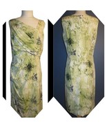 Ann Taylor Silk Green Floral Watercolor Sheath Dress Size 0 Above Knee - £29.06 GBP