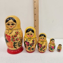 Traditional Russian Souvenir Wooden Nesting Dolls Matryoshka 5 Pc Hand-painted - $23.11