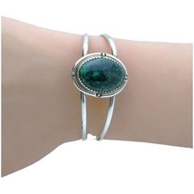 Vintage Sterling Silver HB Henry Baca Native American Malachite Cuff Bracelet Na - $65.00