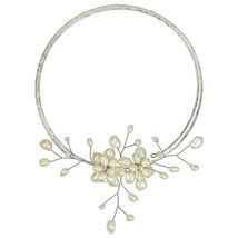 White Pearl Floral Ray Choker Wire Wrap Necklace - £18.98 GBP