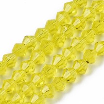 Lot of 5 13 inch strands Faceted Bicone Glass Beads Yellow 4x4mm BK9 - £6.70 GBP