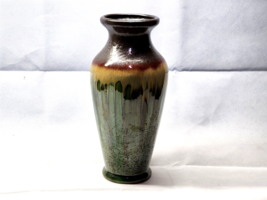 Vintage Handmade DRIP GLAZED Earthenware Stoneware 14½” Vase - Unknown Maker - £35.80 GBP