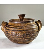Vintage Studio Stoneware Decorative Ribbed Pot With Ribbon Handles &amp; Lid... - €34,46 EUR