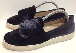 Nine West Pompomo Shoes Womens 9.5 Navy Faux Suede Bow Tie Flats Loafer Slip On  - £28.05 GBP