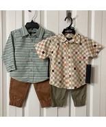 Toddlers Picapino 2 Pc Pant Shirt Sz 12M Dress Collared Striped Checkere... - $444.61 MXN