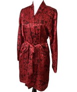 Delicates Robe &amp; Nightgown  Sz Small Red Black Sleepwear Nightie Satiny ... - $31.39 CAD