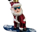 Kurt Adler Noble Gems Snowboarding Santa Glass Ornament Red and White 4.... - $21.49