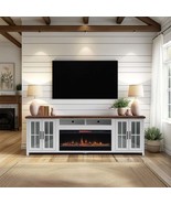 97&quot; Fireplace TV Stand 100&quot; TV, Minimal Assembly, Whitewash Barnwood - $32,010.44 MXN
