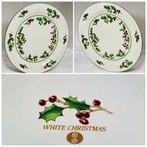 Vintage Sango White Christmas 4-Dinner Plates Holy Leafs Berries Holiday... - $59.39