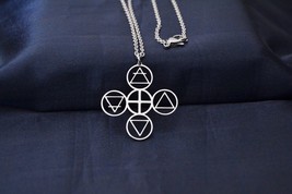 Symbol British Wind Rose Four Elements Air + Baked +Water+ Earth Pendant 1 3/8in - £16.50 GBP