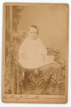Antique c1880s Cabinet Card Adorable Little Boy in White Dress Youngstown, OH - £7.57 GBP