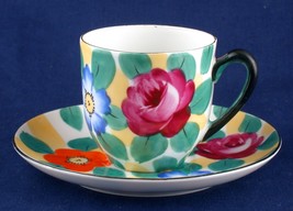 Meito Hand Painted Floral Demitasse Cup Saucer Japan Vintage - $6.99