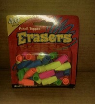 New  Brightly Colored Pencil Top Erasers, 40-ct. Pack - £6.37 GBP