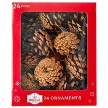 24 Count Natural Brown Pinecone Christmas Ornaments, Assorted Sizes - $15.68