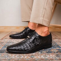 Lacio Genuine Caiman Crocodile Dress Derby's Shoes Black image 10