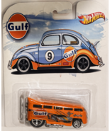 Orange VW BUS Custom Hot Wheels Gulf Racing Series Car w/ Real Riders Pop * - $155.55