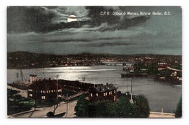 Night View CPR Office Wharves Victoria Harbor BC Canada UNP DB Postcard F18 - £9.60 GBP